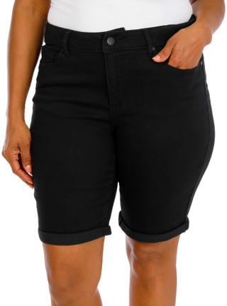 Thumbnail 1: D. Jeans Women's Plus Comfort Stretch Roll Tab Shorts 