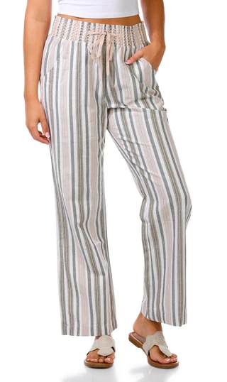 Thumbnail 1: Cisono Junior's Smocked Waist Linen Pants 