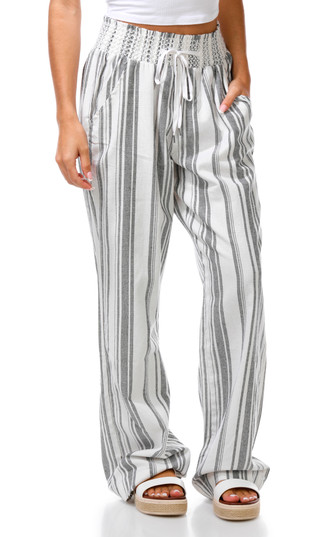 Thumbnail 1: Cisono Junior's Smocked Waist Linen Pants 
