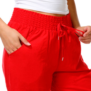 Thumbnail 2: Cisono Juniors Smocked Waist Linen Pants 