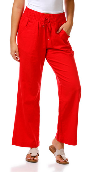Thumbnail 1: Cisono Juniors Smocked Waist Linen Pants 