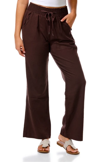 Thumbnail 1: Cisono Juniors' Smocked Waist Linen Pants 