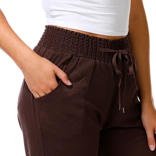 Thumbnail 2: Cisono Juniors' Smocked Waist Linen Pants 