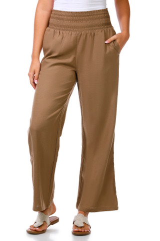 Thumbnail 1: Cisono Junior's Smocked Waist Linen Pants 