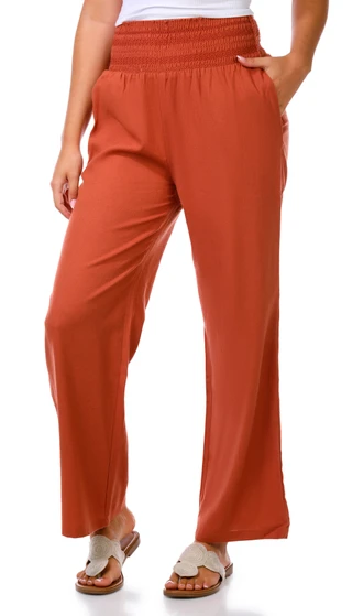 Thumbnail 1: Cisono Junior's Smocked Waist Linen Pants 
