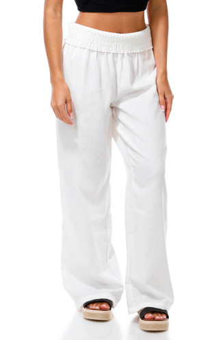 Thumbnail 1: Cisono Junior's Smocked Waist Linen Pants 
