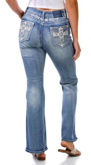 Thumbnail 1: Evolve Denim Juniors Bling Back Bootcut Jeans 