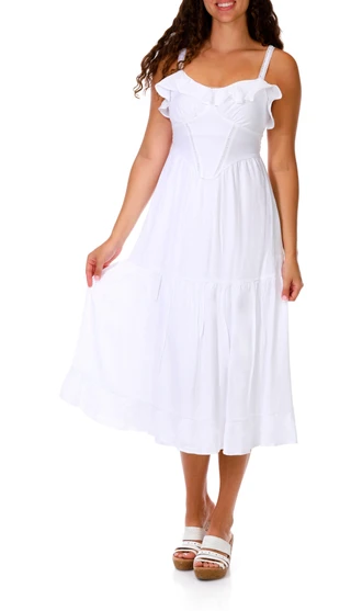 Thumbnail 1: Trixxi Juniors Sleeveless Ruffle Neck Midi Dress 
