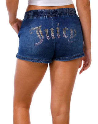 Thumbnail 1: Juicy Couture Juniors Rhinestone Logo Denim Shorts 