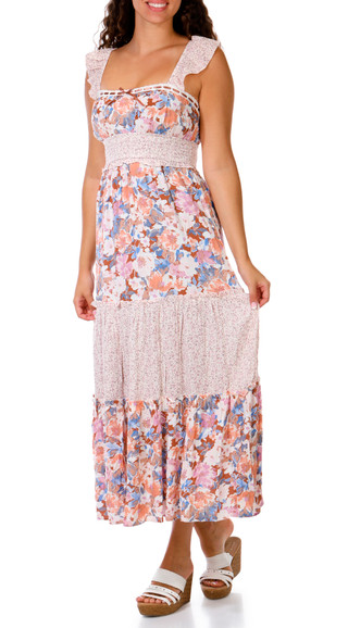 Thumbnail 1: INSPIRED HEARTS Juniors Lace Trim Maxi Dress 