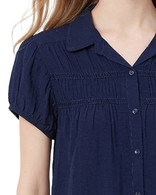 Thumbnail 3: Ny Collection Petite Solid Ruched Yoke Neck Cap Sleeve Top 