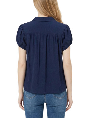 Thumbnail 4: Ny Collection Petite Solid Ruched Yoke Neck Cap Sleeve Top 