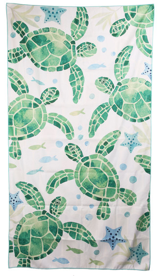 Thumbnail 2: Caro Home 40x72 Mosaic Turtles Sand Free Beach Towel 
