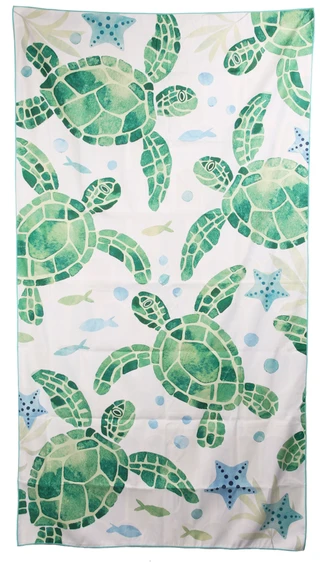 Thumbnail 3: Caro Home 40x72 Mosaic Turtles Sand Free Beach Towel 