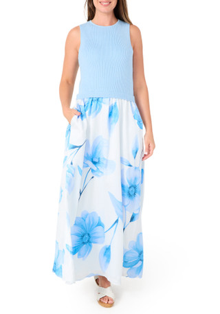 Thumbnail 1: TAYLOR Women's Knit & Satin Maxi Dress 