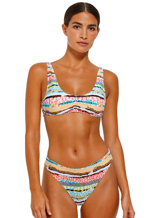 Thumbnail 1: POETRY IN OCEAN Juniors Sporty Scrunch Bikini Top & Bottom Set 