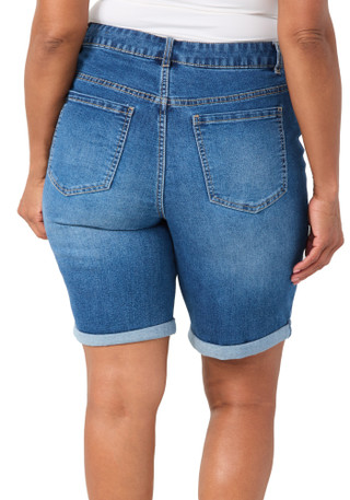 Thumbnail 2: D. Jeans Plus Rolled Denim Bermuda Shorts 