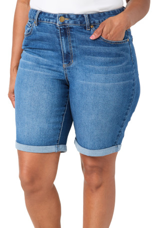 Thumbnail 1: D. Jeans Plus Rolled Denim Bermuda Shorts 