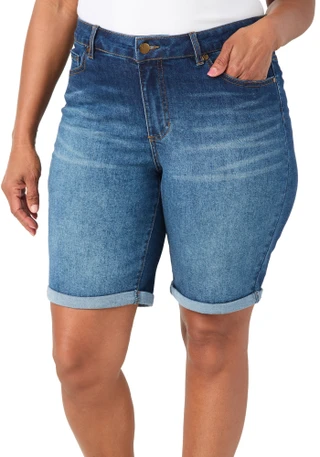 Thumbnail 1: D. Jeans Plus Rolled Denim Bermuda Shorts 