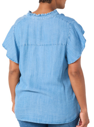 Thumbnail 2: Workshop Plus Short Sleeve Button Front Peasant Top 