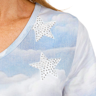 Thumbnail 3: ONE WORLD Petite Short Sleeve Faded Americana Flag Tee 
