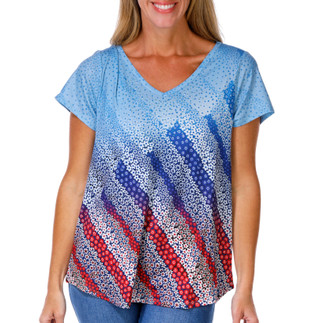 Thumbnail 1: ONE WORLD Petite Short Sleeve Faded Americana Flag Tee 