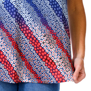 Thumbnail 2: ONE WORLD Petite Short Sleeve Faded Americana Flag Tee 