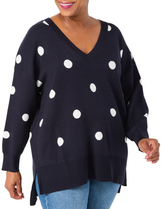 Thumbnail 1: Philosophy Plus Long Sleeve V Neck Knit Sweater 