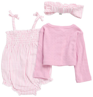 Thumbnail 4: PL Baby Baby Girl's 3 Pc Stripe Bodysuit Cardigan Set 