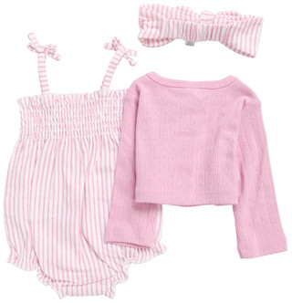 Thumbnail 5: PL Baby Baby Girl's 3 Pc Stripe Bodysuit Cardigan Set 