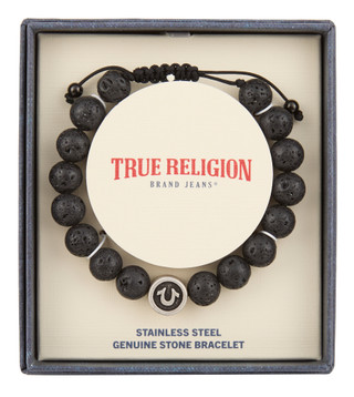 Thumbnail 1: True Religion Men's Logo Beaded Stone Bracelet  