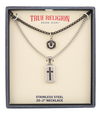 Thumbnail 1: True Religion Men's Stainless Steel Double Necklaces  