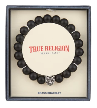 Thumbnail 1: True Religion Men's Brasses Beaded Tiger Pendant Bracelet  