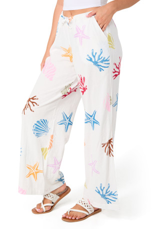 Thumbnail 3: OCEAN DRIVE Junior's Printed Textured Wide Leg Pants 