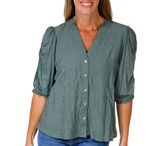 Thumbnail 1: Democracy Womens 3Q Sleeve Mixed Media Top 