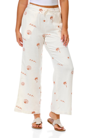 Thumbnail 1: OCEAN DRIVE Juniors Embroidered Gauze Pants 