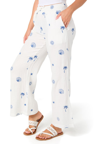 Thumbnail 2: OCEAN DRIVE Juniors Embroidered Gauze Pants 