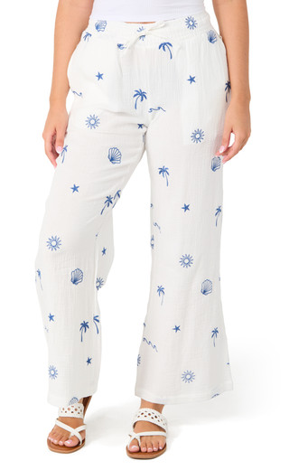 Thumbnail 1: OCEAN DRIVE Juniors Embroidered Gauze Pants 