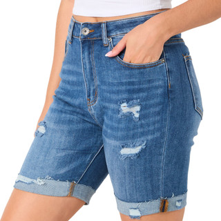 Thumbnail 3: Risen Juniors Distressed Long Denim Shorts 