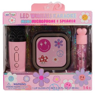 Thumbnail 1: HOT FOCUS LED Wireless Karaoke Mini Microphone & Speaker 