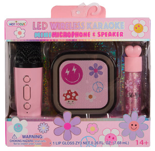 Thumbnail 1: HOT FOCUS LED Wireless Karaoke Mini Microphone & Speaker 