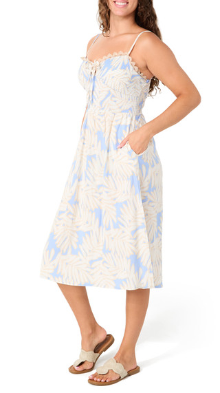 Thumbnail 3: As U Wish Juniors Lace Trim Tropical Midi Dress 