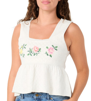 Thumbnail 1: Edge & Ivy Juniors Embroidered Babydoll Tank Top 
