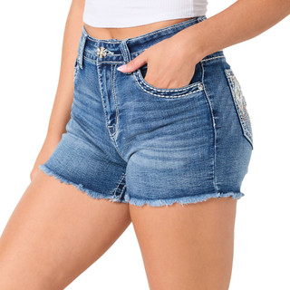 Thumbnail 2: Evolve Denim Juniors Bling Back Denim Shorts 