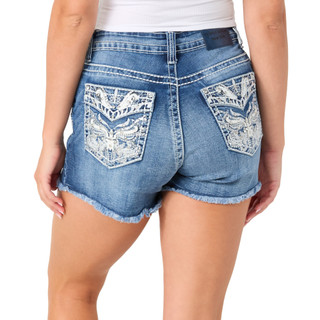 Thumbnail 2: Evolve Denim Juniors Bling Back Denim Shorts 