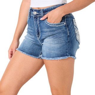 Thumbnail 3: Evolve Denim Juniors Bling Back Denim Shorts 