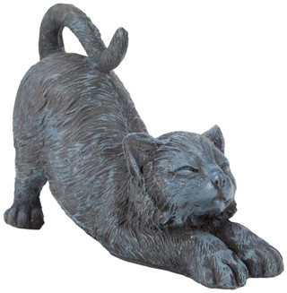Thumbnail 3: Home Decor Factory 12 In Stretching Cat Resin Garden Figurine 