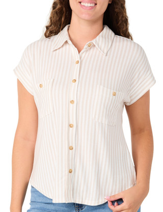 Thumbnail 1: Blu Pepper Juniors Short Sleeve Button Front Top 