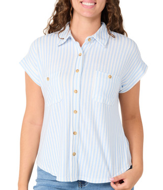 Thumbnail 1: Blu Pepper Juniors Short Sleeve Button Front Top 