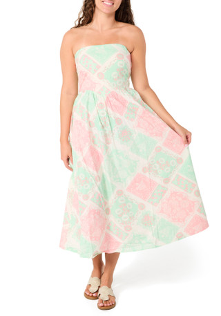 Thumbnail 1: JAPNA Juniors Strapless Bandana Print Midi Dress 